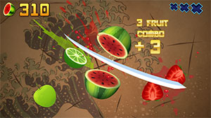 Swipe to slice fruits